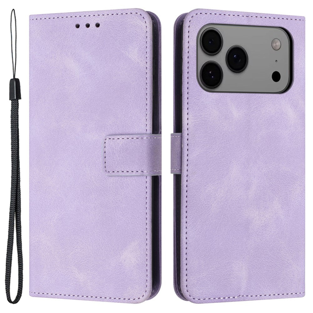 For iPhone 17 Pro Case Solid Color Leather Wallet Protective Phone Cover