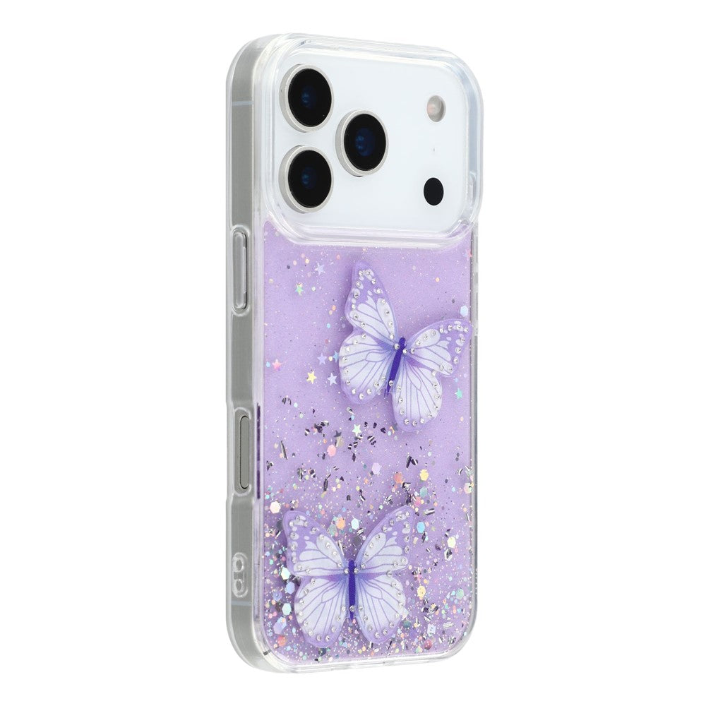 For iPhone 17 Pro Case Epoxy PVC Butterfly TPU Aesthetics Phone Cover