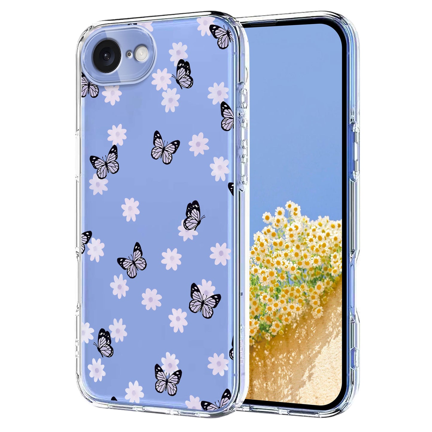 For iPhone 17e / 16e Case Butterfly Floral Pattern Printing TPU Phone Back Cover