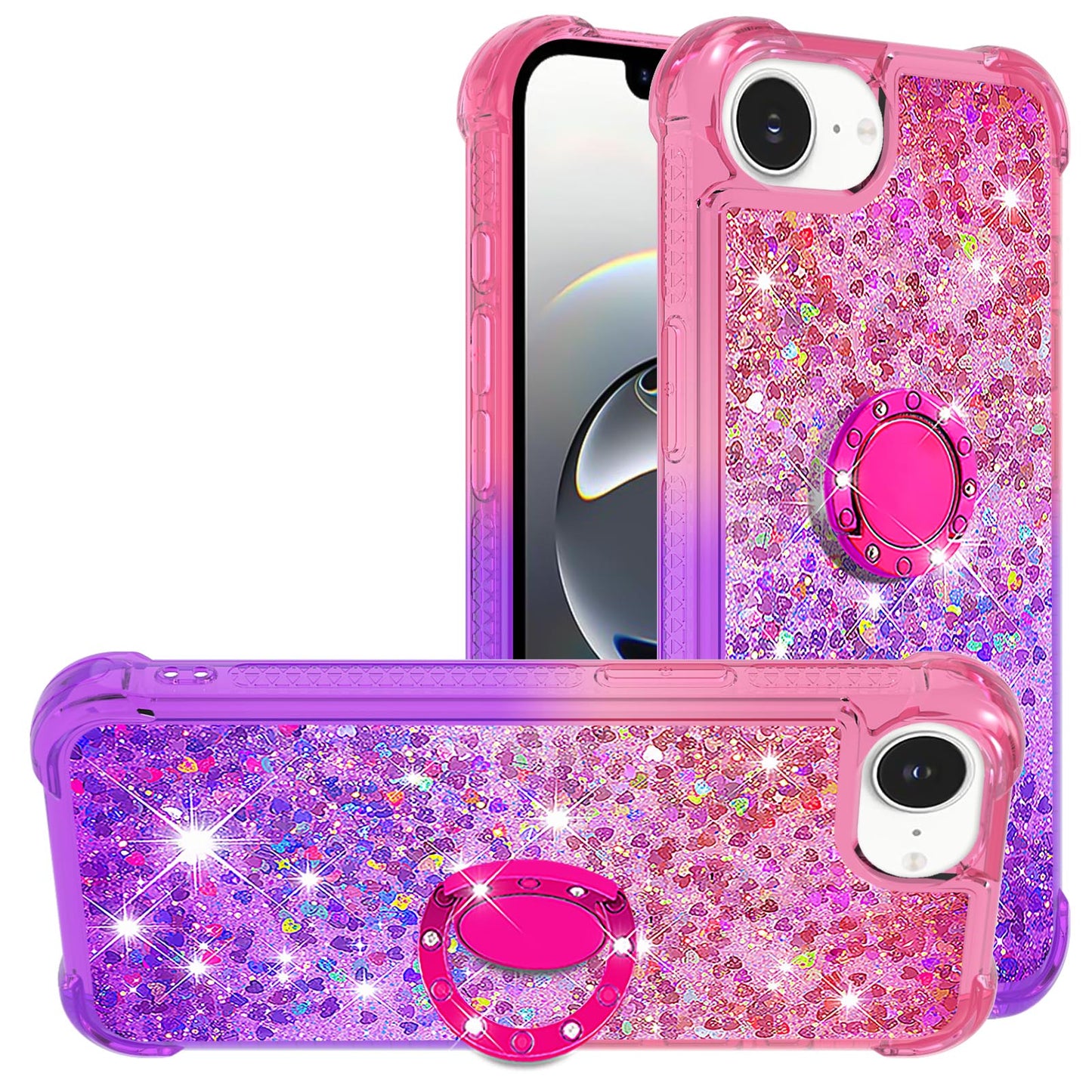 For iPhone 17e / 16e TPU Case with Kickstand Gradiant Quicksand Shockproof Cover