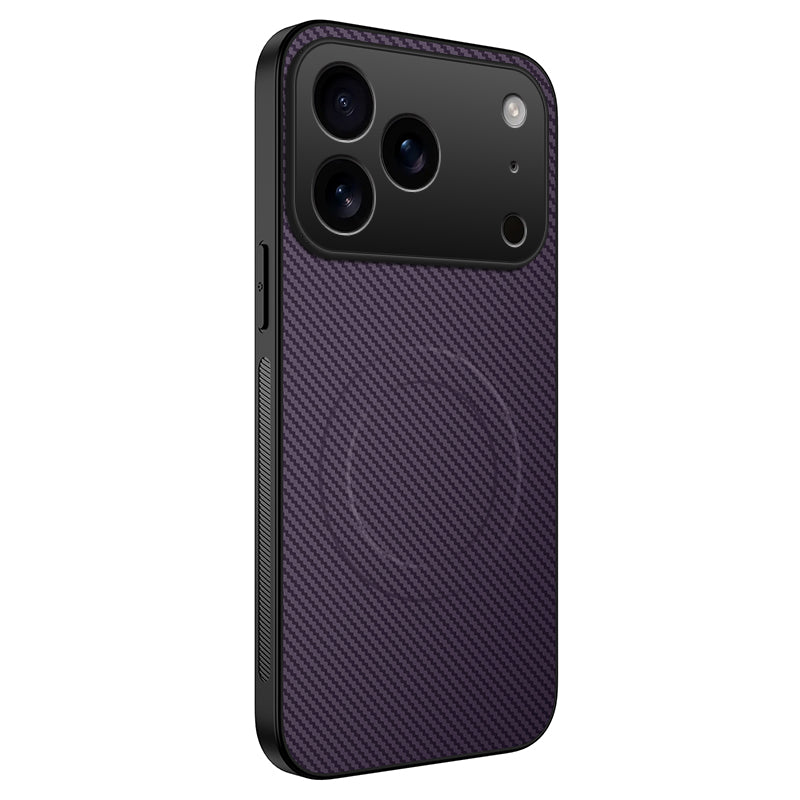 WANLONFENG For iPhone 17 Pro Max Case Compatible with MagSafe TQ Series Carbon Fiber Texture PC TPU Phone Cover