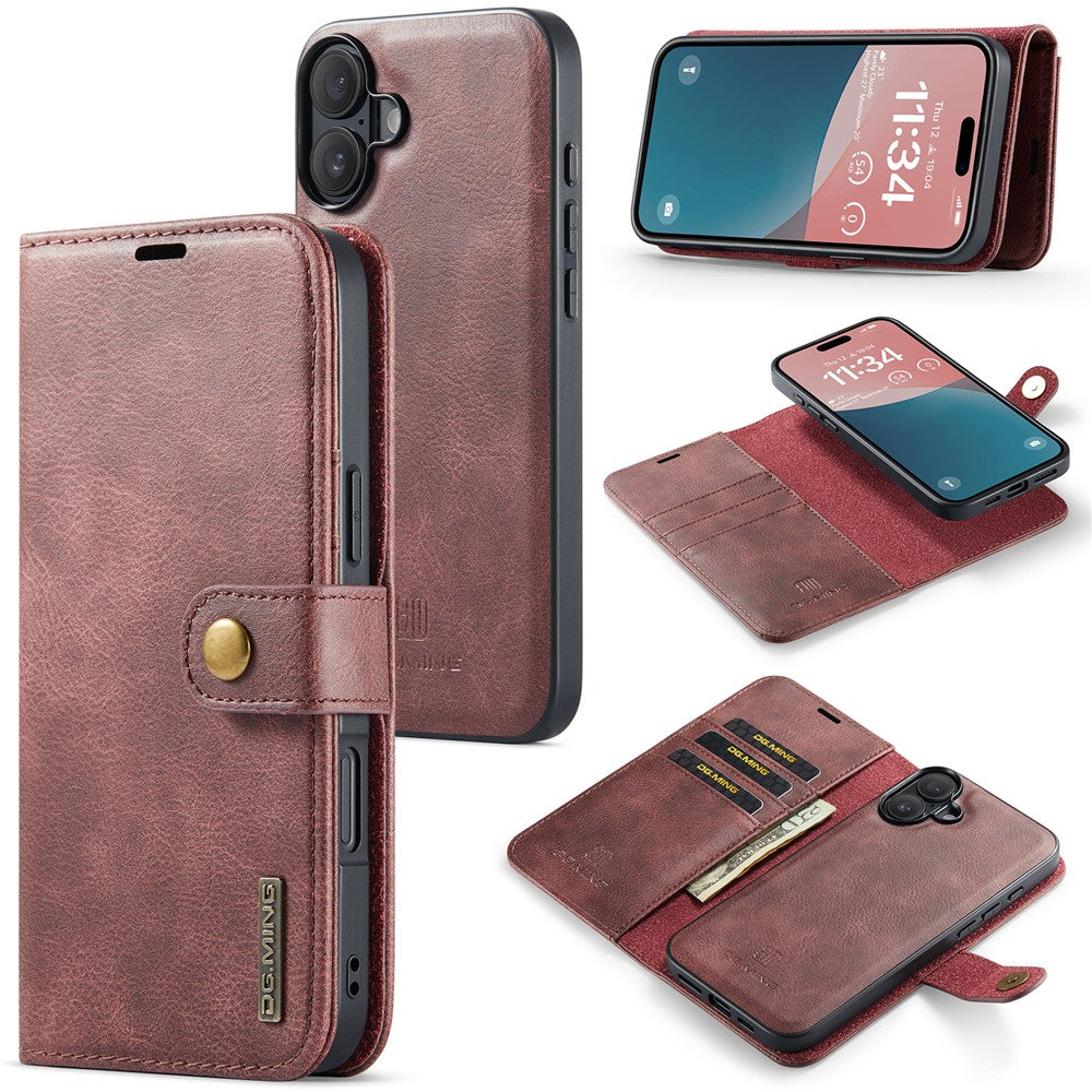 DG.MING for iPhone 17 Case Detachable Split Leather Phone Cover