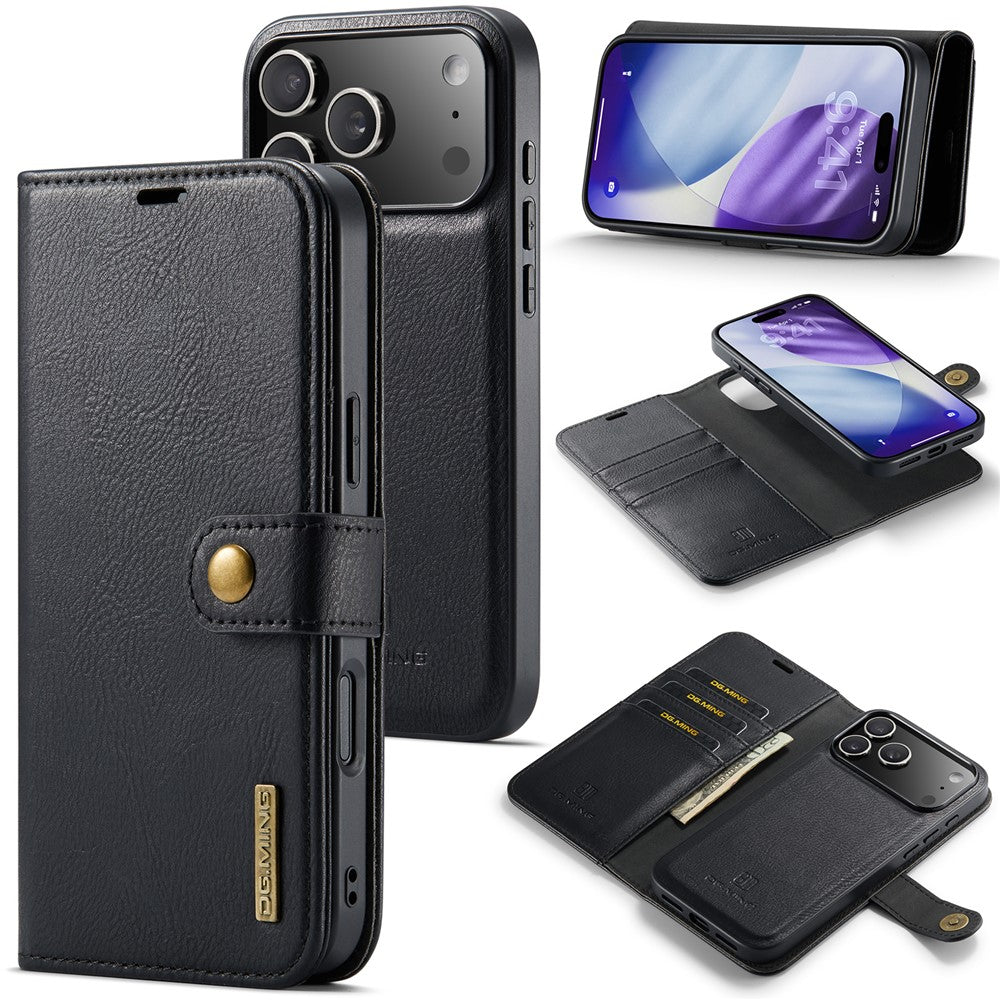 DG.MING for iPhone 17 Pro Max Case Detachable Split Leather Phone Cover