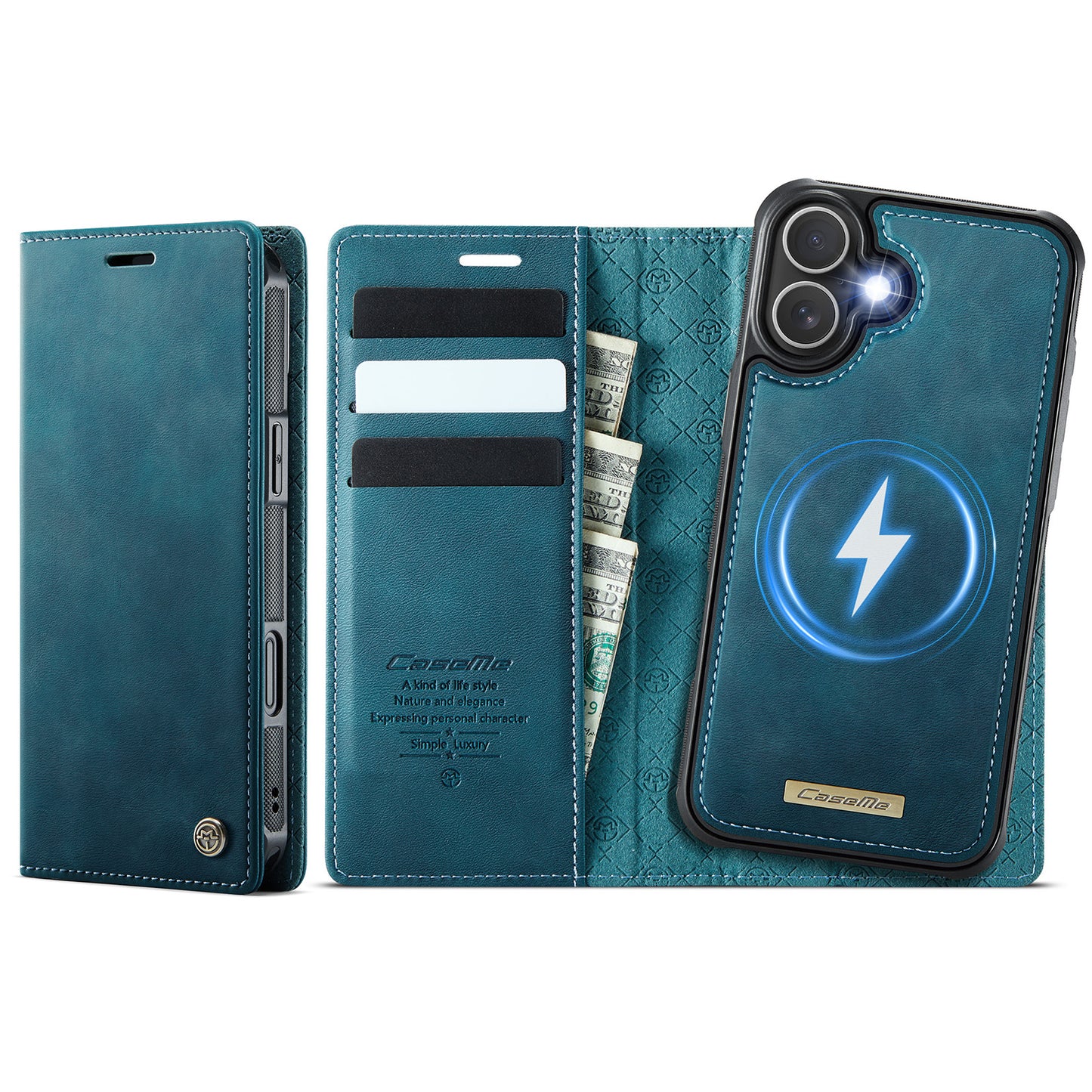 CASEME For iPhone 17 Case C49 Compatible with MagSafe RFID Blocking Detachable Wallet Leather Phone Cover