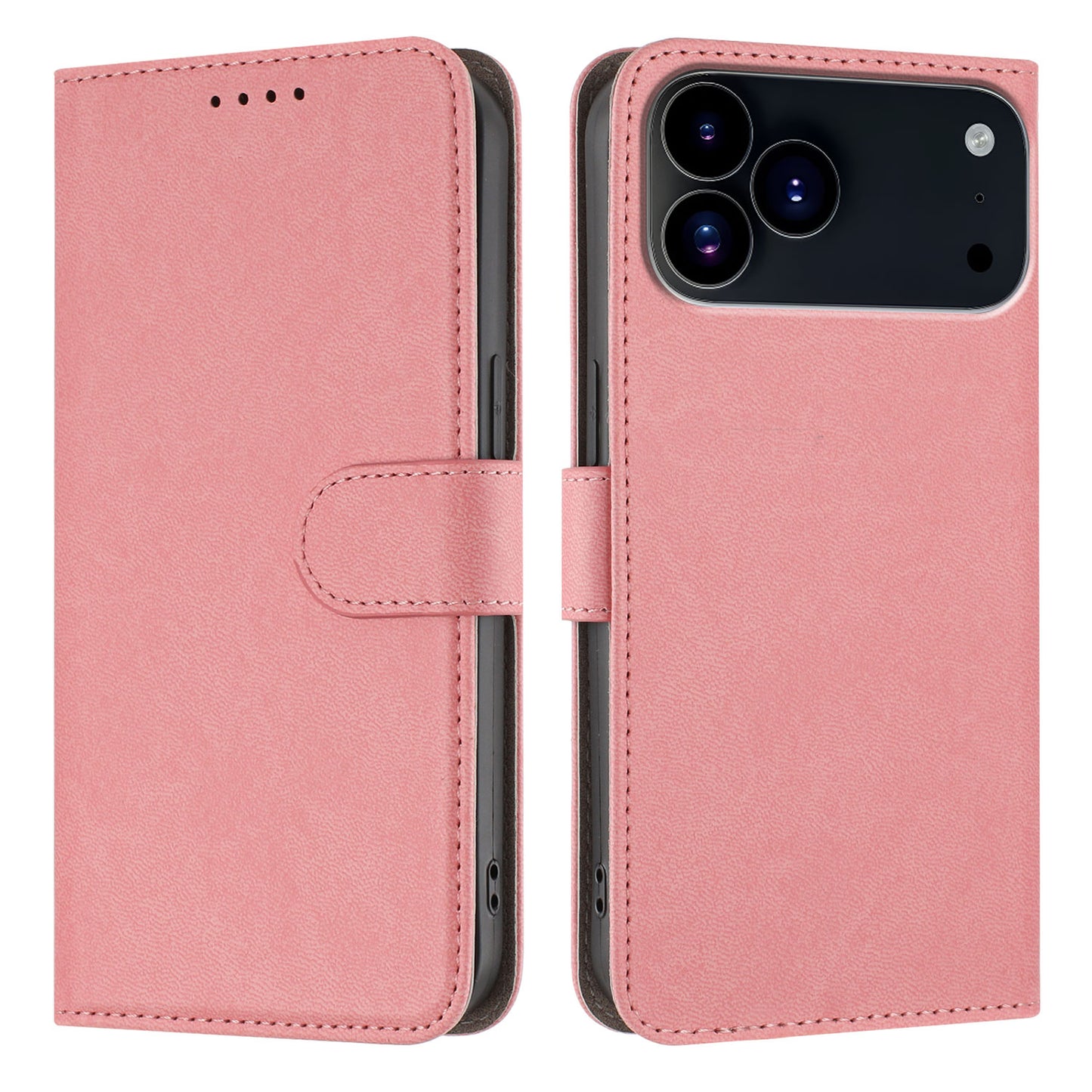 For iPhone 17 Pro Leather Case Solid Color Phone Cover with Wallet