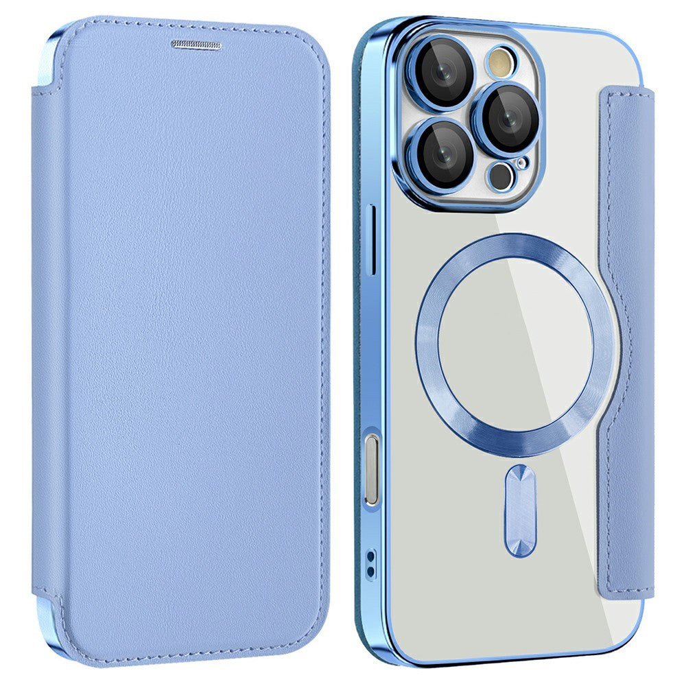 AMORUS For iPhone 16 Pro Case Compatible with MagSafe RFID Blocking Card Holder Leather Phone Cover