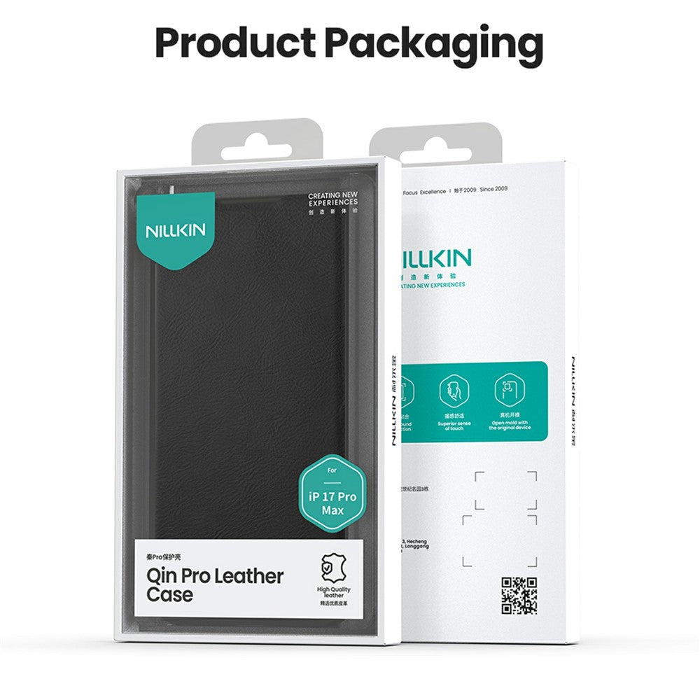 NILLKIN Qin Pro Series for iPhone 17 Pro Case with Card Slots Leather Phone Cover