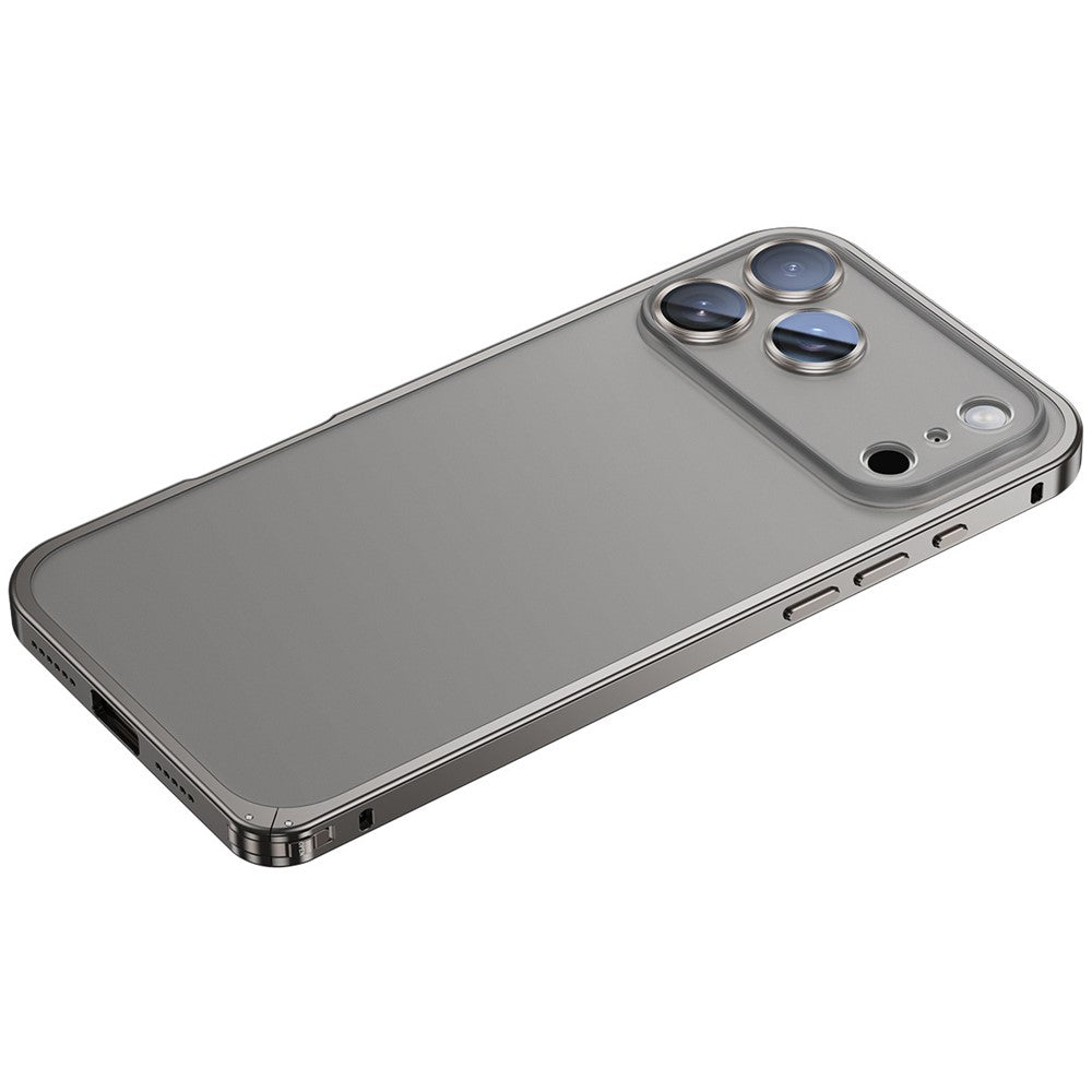 For iPhone 17 Pro Max Metal Clear Case Safety Lock Matte Anti-Fingerprint Back Cover