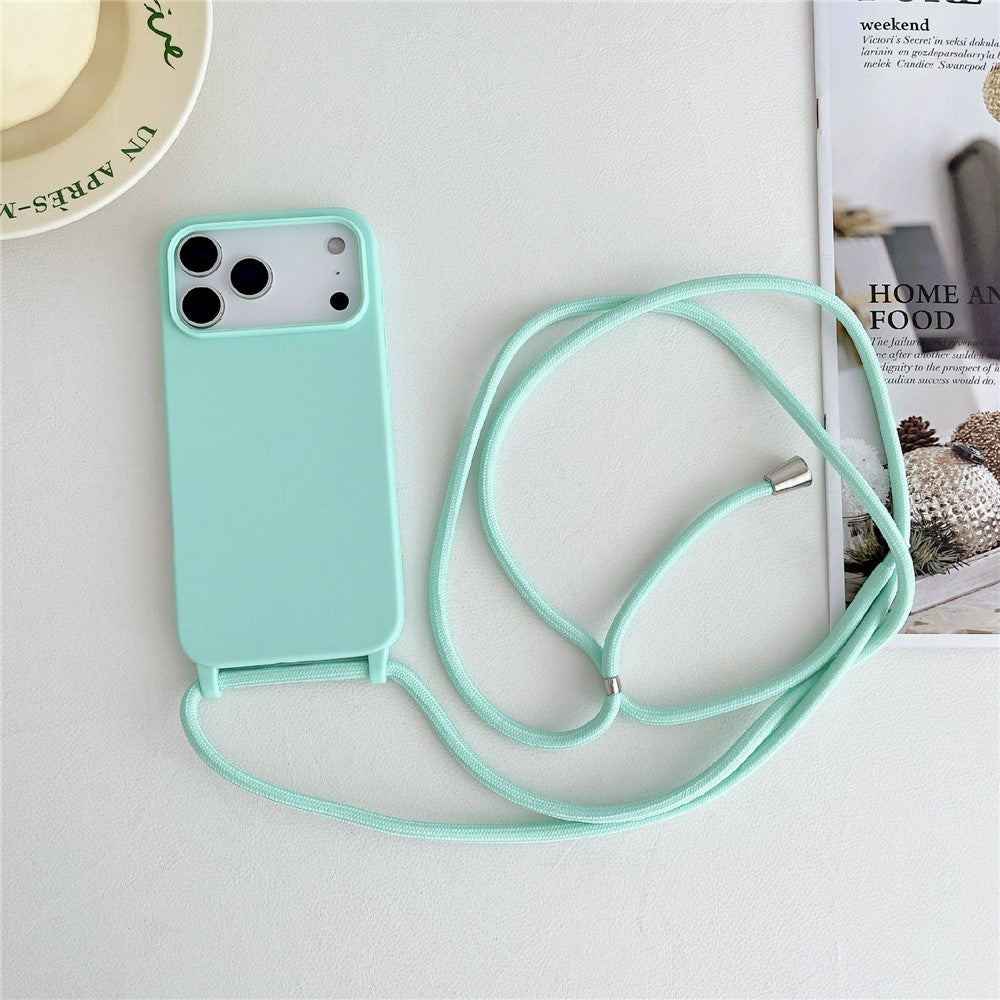 For iPhone 17 Pro Case Liquid Silicone Protective Phone Cover with Crossbody Lanyard