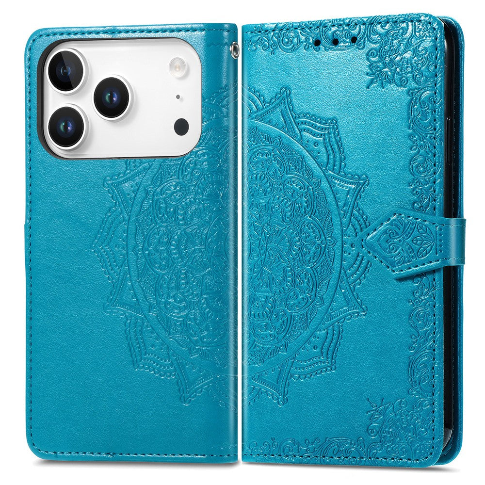 For iPhone 17 Pro Case Wallet Mandala Flower Leather Phone Cover Stand View