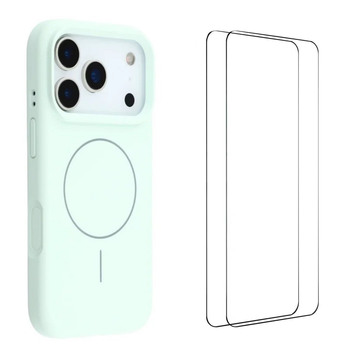 WANLONFENG For iPhone 17 Pro Max Case Compatible with MagSafe XQ Series TPU Liquid Silicone Phone Cover with 2 Tempered Glass Films
