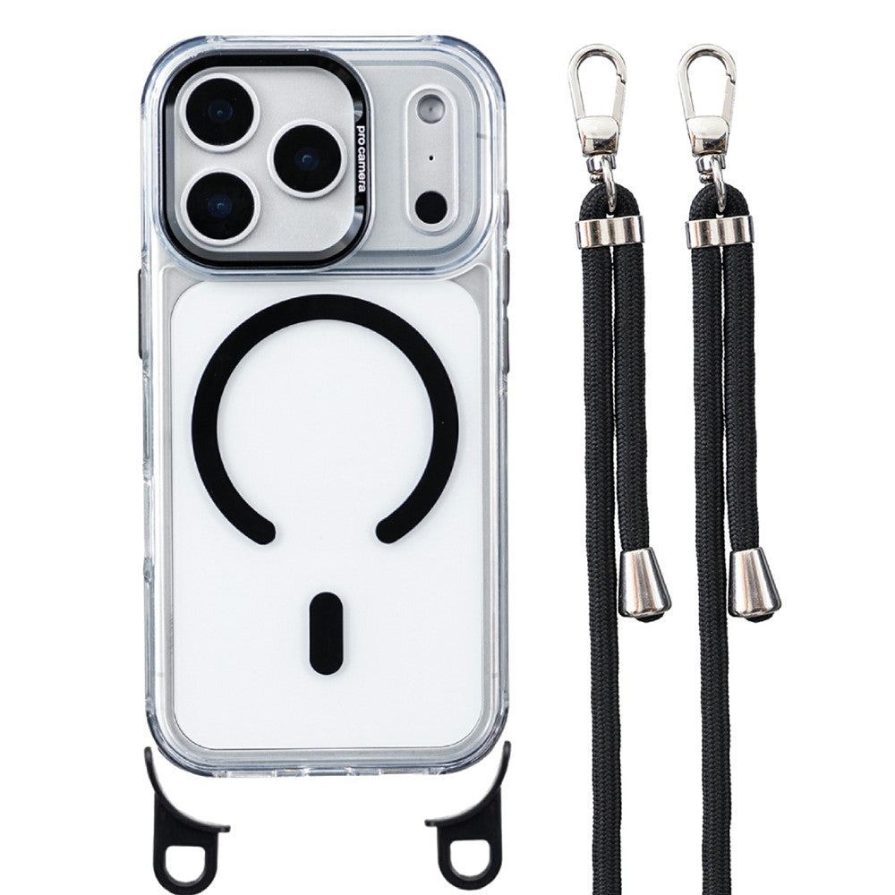 For iPhone 17 Pro Clear Case Compatible with MagSafe Shockproof PC+TPU Phone Cover with Long Lanyard