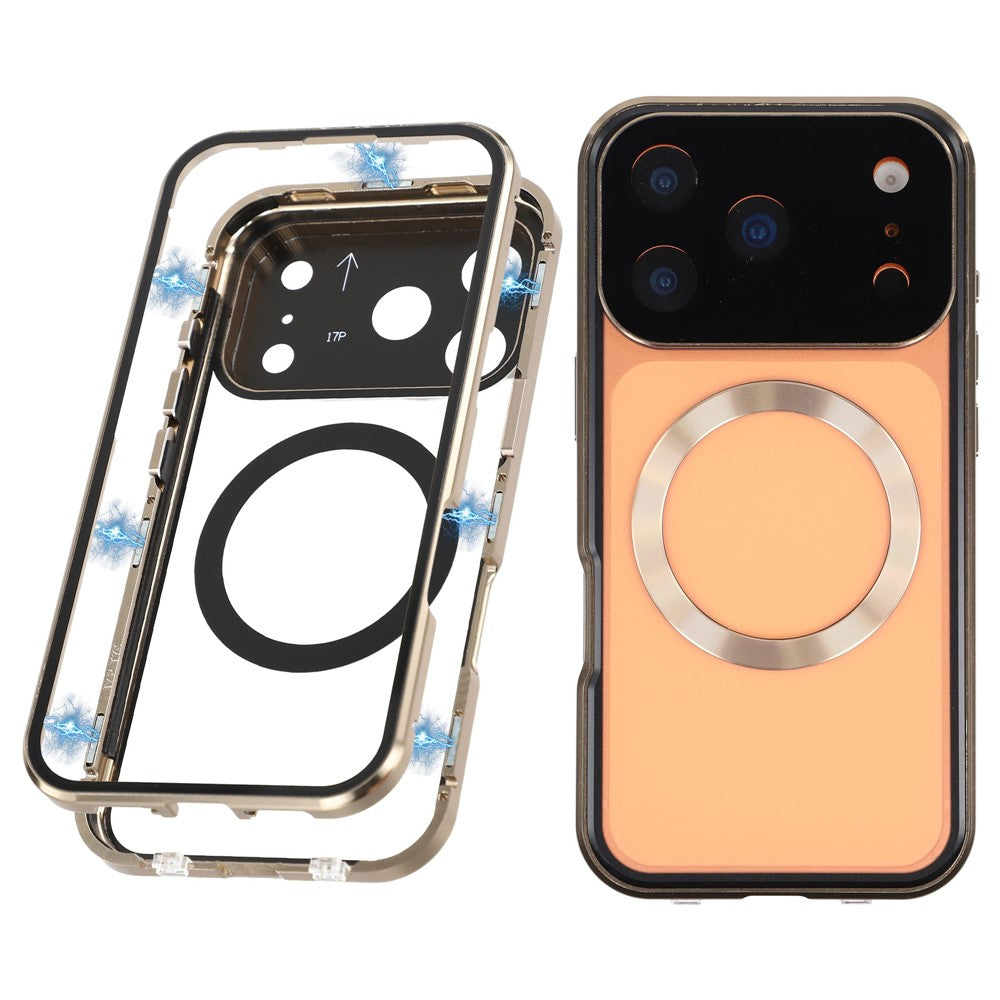 For iPhone 17 Pro Max Case Double Sides Tempered Glass Phone Cover Compatible with MagSafe Full Protector