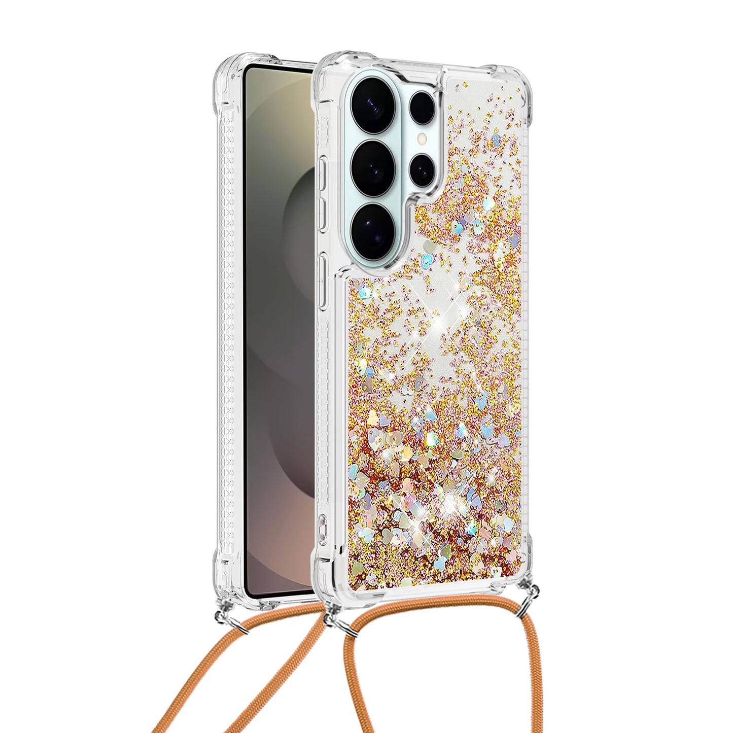 For Samsung Galaxy S26 Ultra TPU Case Quicksand Phone Cover with Lanyard