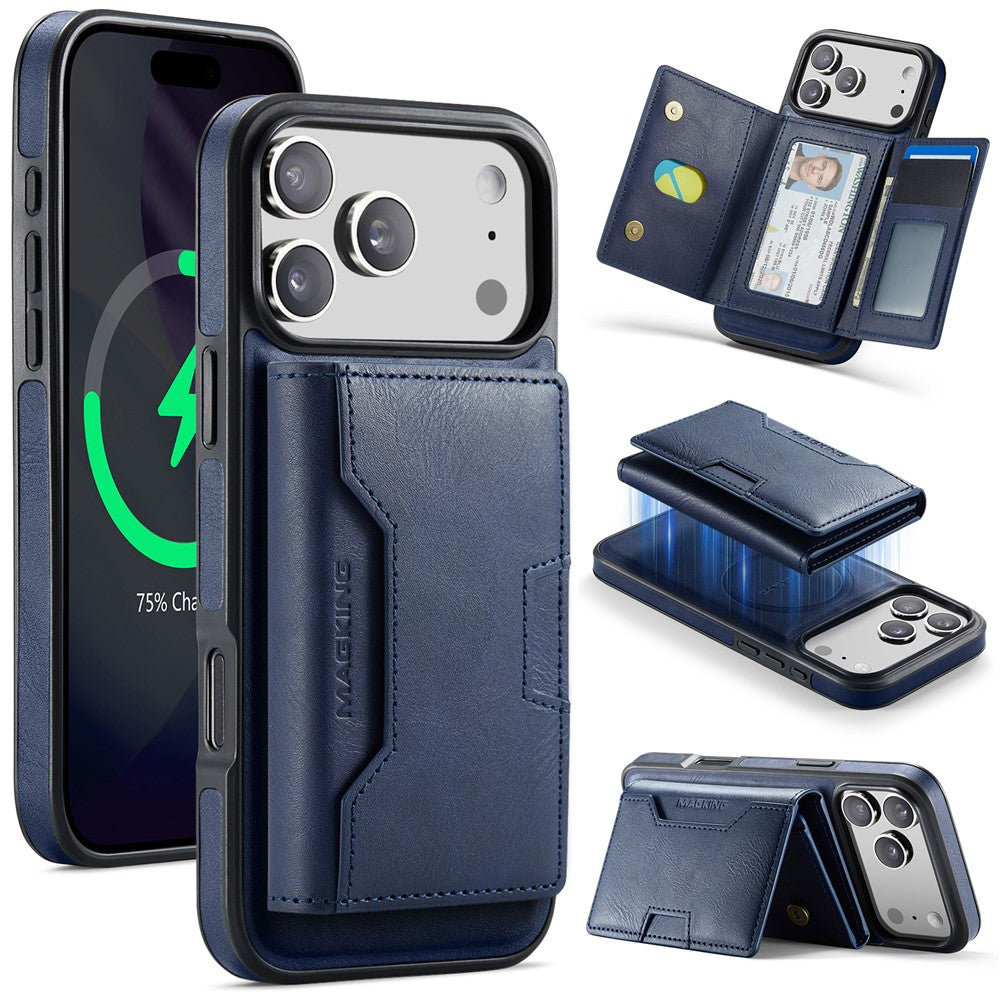MAGKING K4 Series For iPhone 17 Pro Max Case Compatible with MagSafe Detachable Wallet PU TPU PC Phone Cover