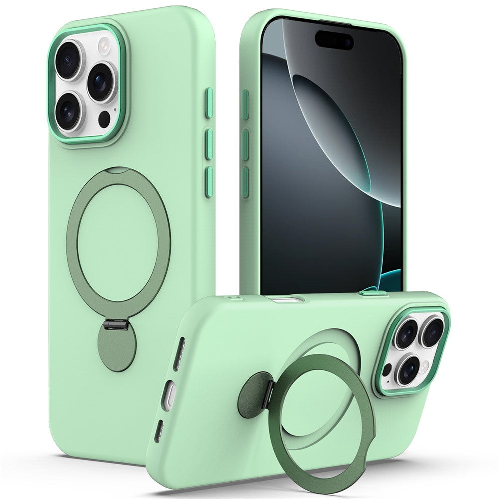 For iPhone 16 Pro Max Case Compatible with MagSafe Rotating Ring Kickstand TPU + PC Phone Back Cover