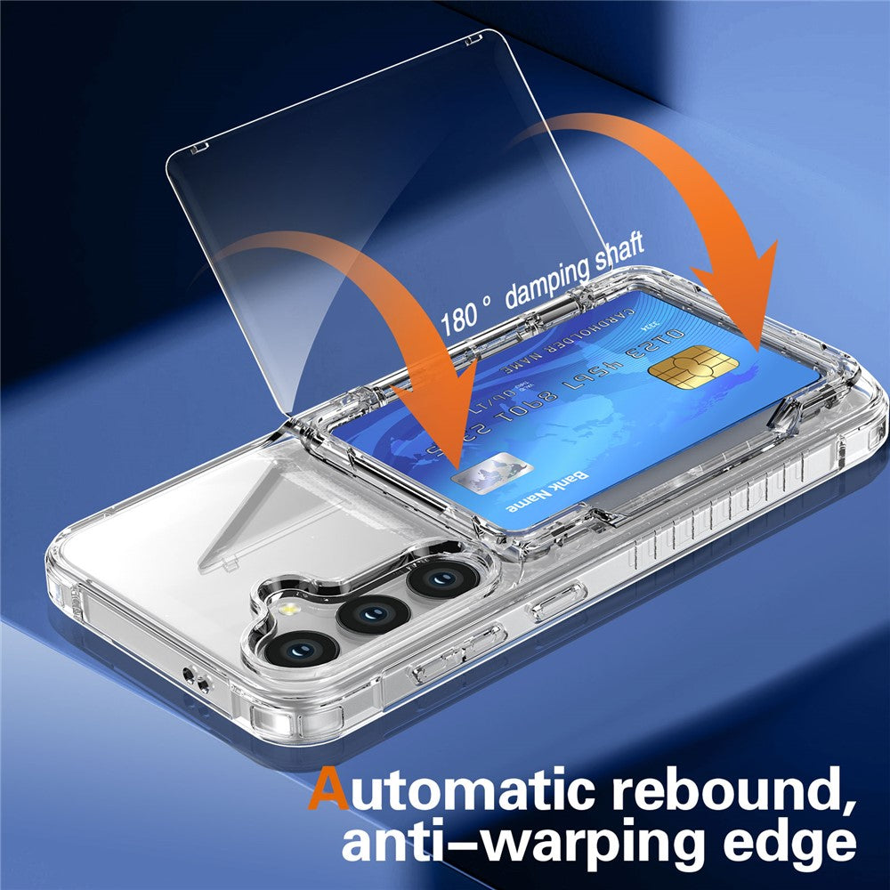 For Samsung Galaxy S26+ Clear Case PC + TPU Phone Cover Card Holder Kickstand