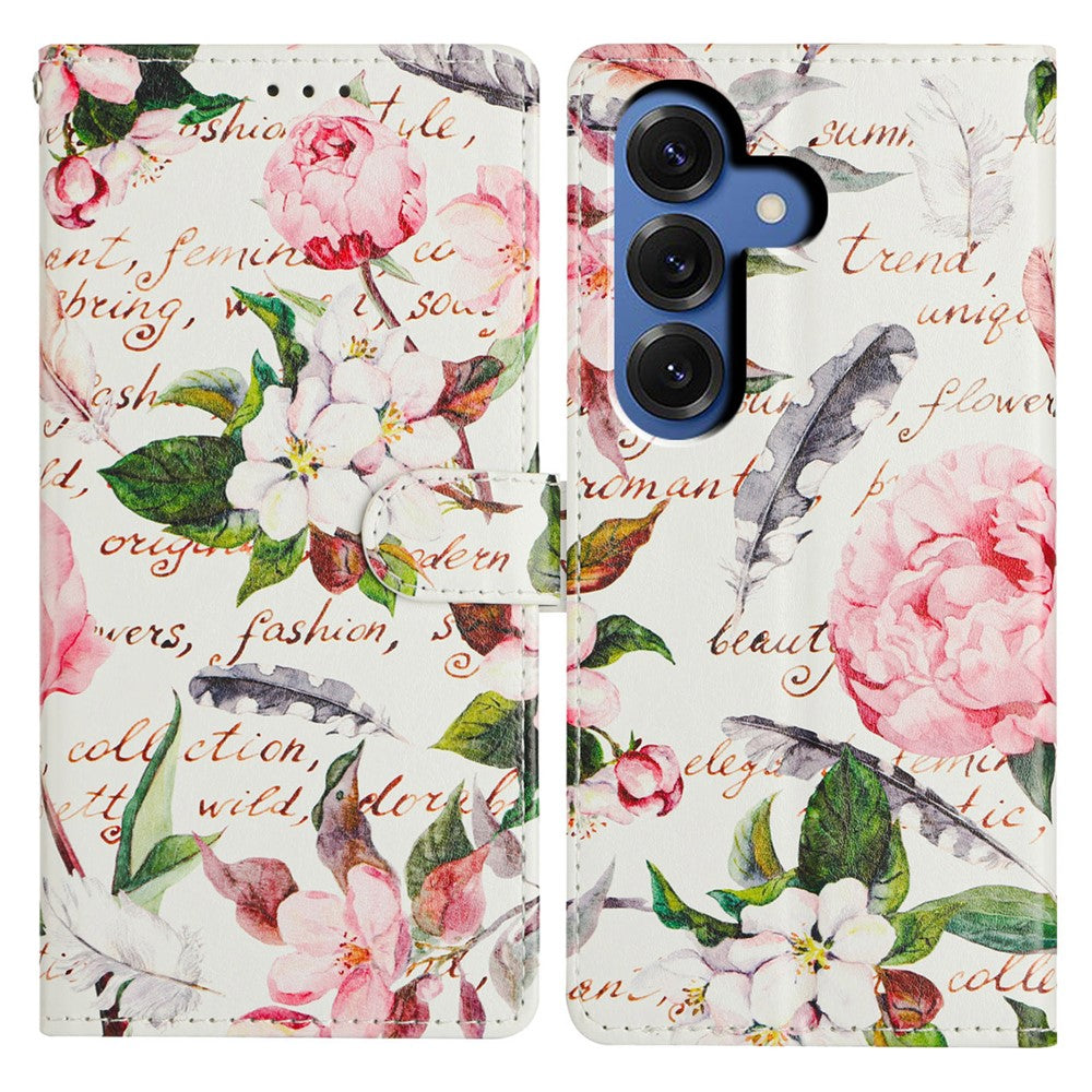 For Samsung Galaxy S26+ Case Pattern Printing Wallet Stand Flip Leather Phone Cover with Strap