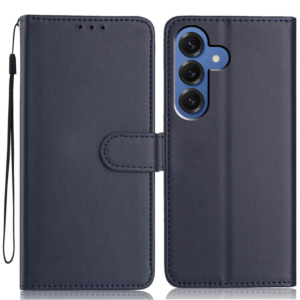 For Samsung Galaxy S26+ Wallet Case with Strap / Multiple Card Slots Solid Color Leather Stand Phone Cover