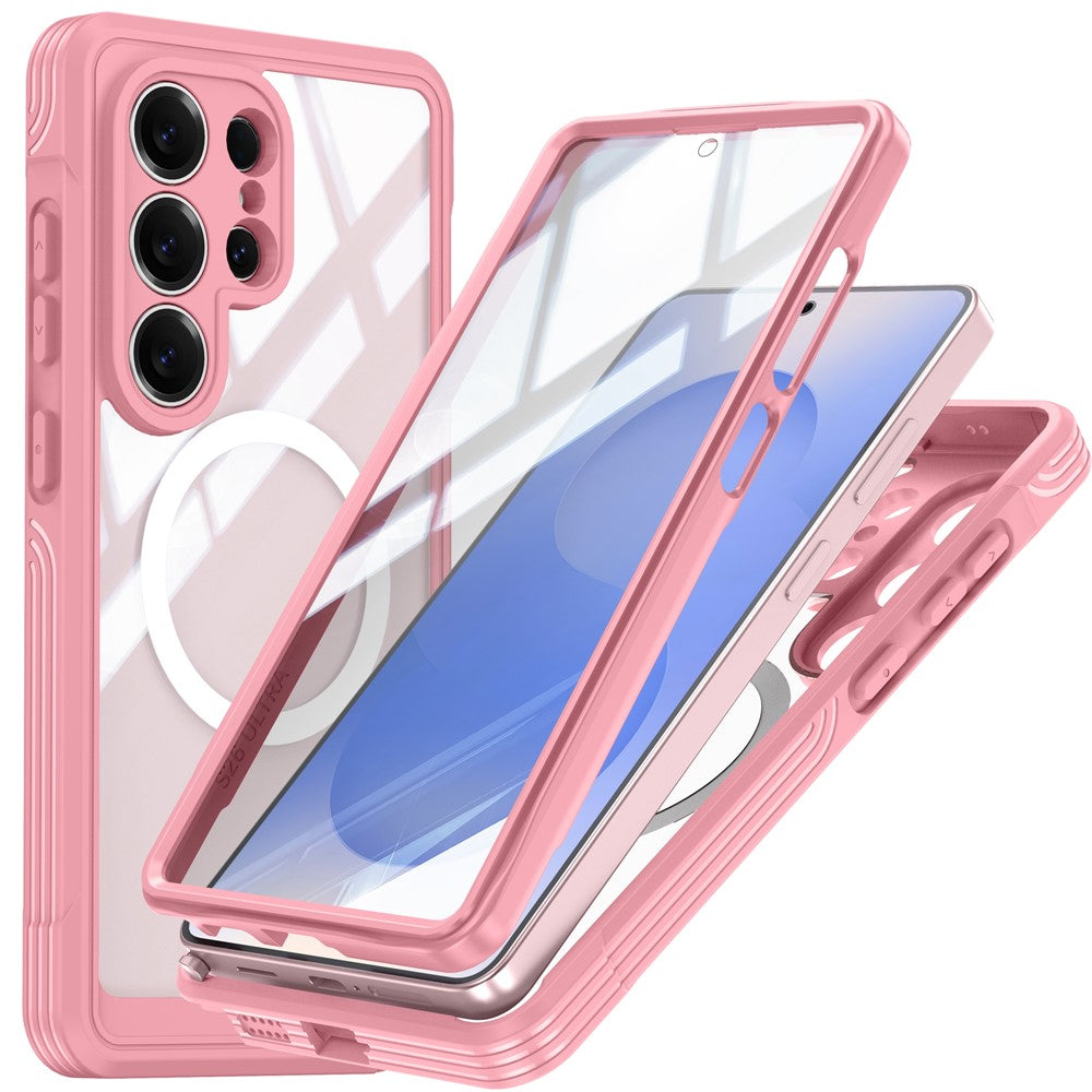 For Samsung Galaxy S26 Ultra Magnetic Case PC + TPU Phone Cover with Tempered Glass Screen Film