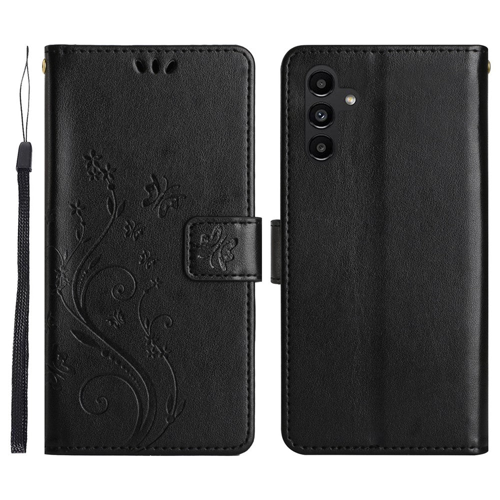 For Samsung Galaxy S26+ Leather Wallet Case Butterfly Flower Imprinted Phone Cover with Strap