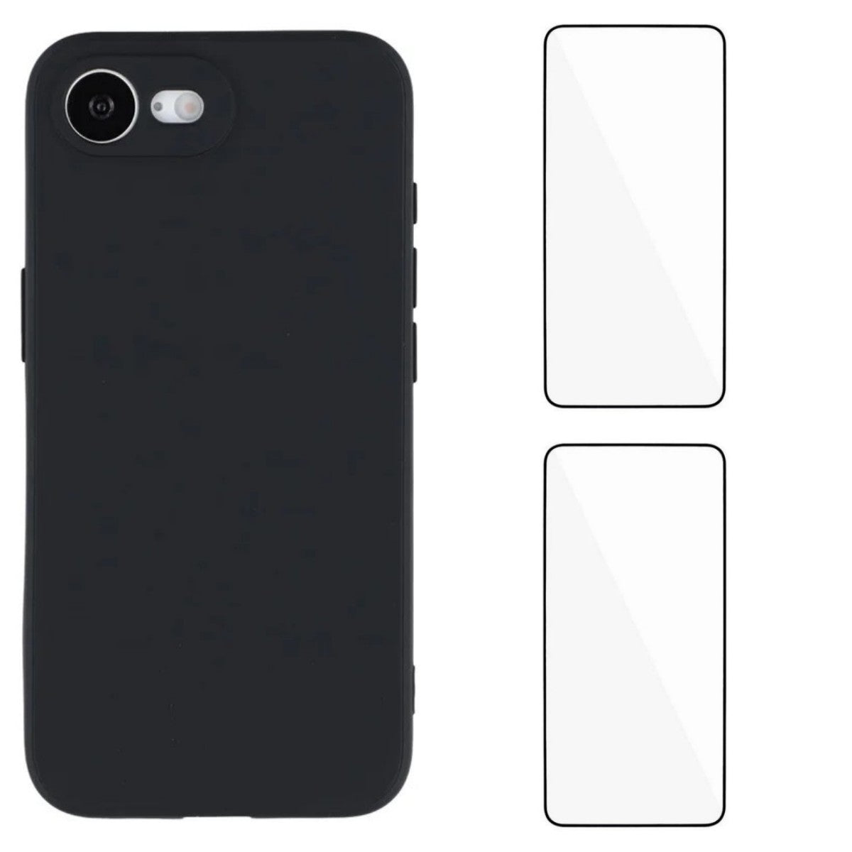 WANLONFENG For iPhone 17e / 16e Case ZB1 Series Precise Cutouts Straight Edge TPU Phone Cover with 2Pcs Tempered Glass Films