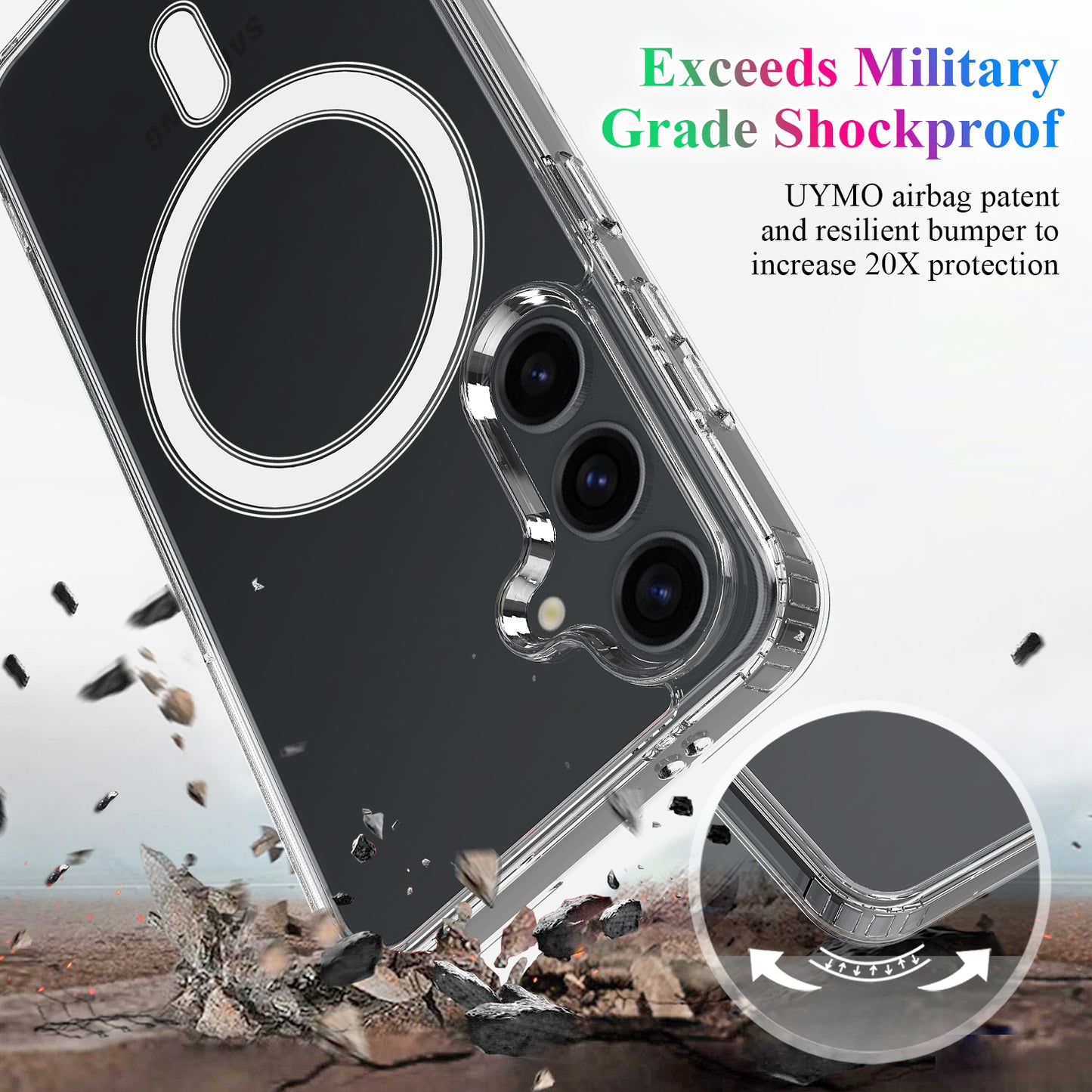 For Samsung Galaxy S26+ Clear Phone Magnetic Case TPU+Acrylic Back Cover