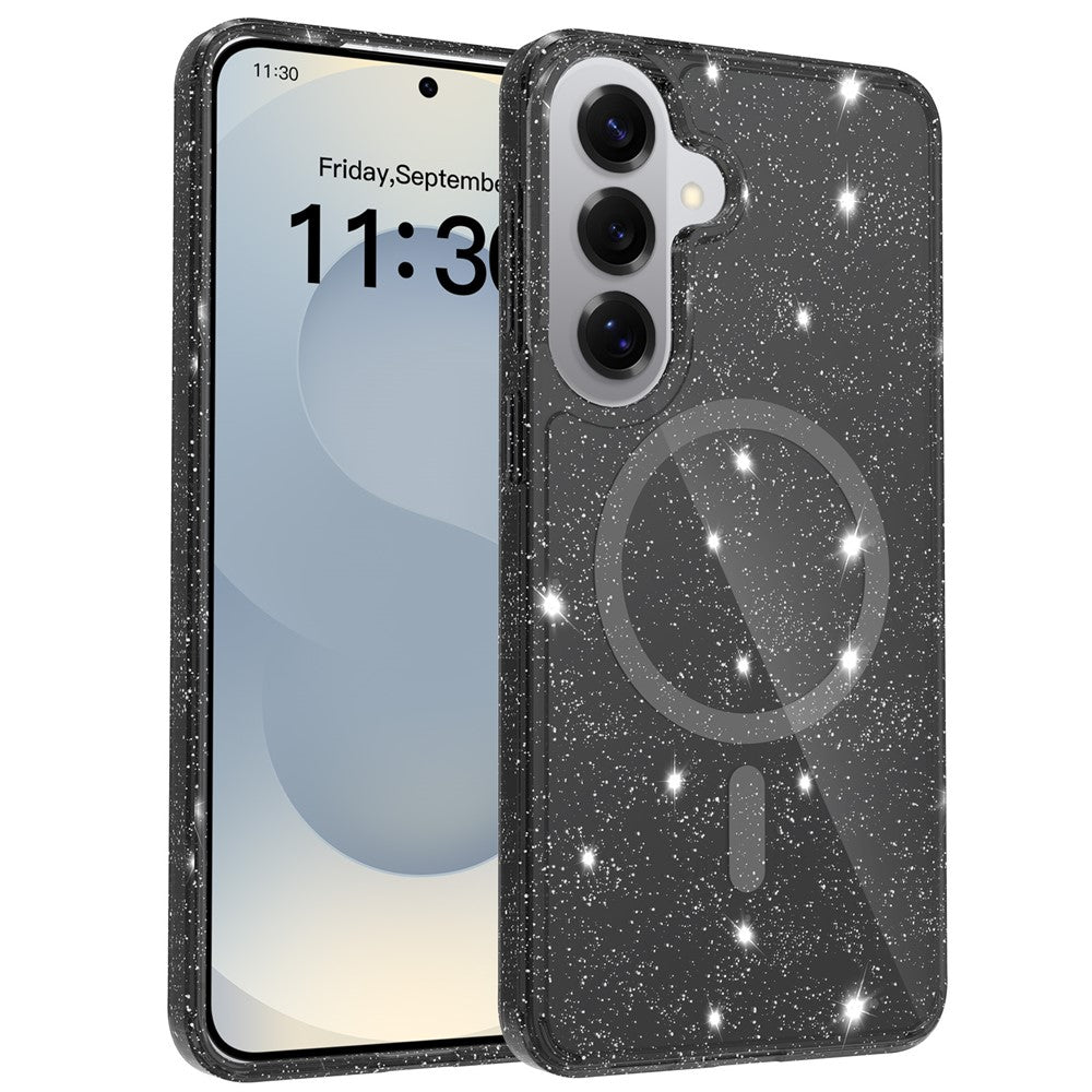 For Samsung Galaxy S26+ Magnetic Case Glitter Design TPU PC PET Drop Proof Phone Cover