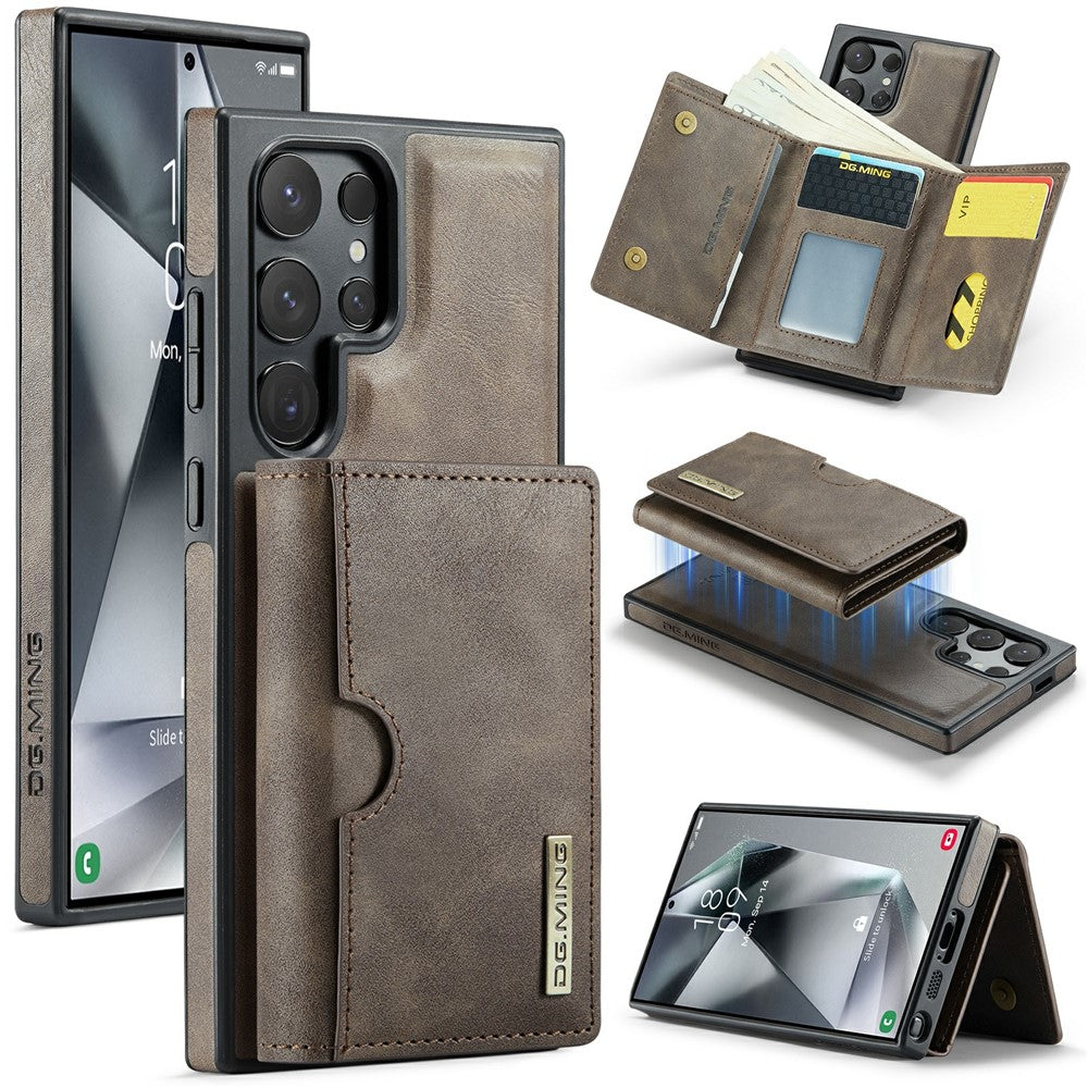 DG.MING M6 Series for Samsung Galaxy S26 Ultra Case RFID Blocking Wallet Multi-Layer Card Holder Coin Purse Bag
