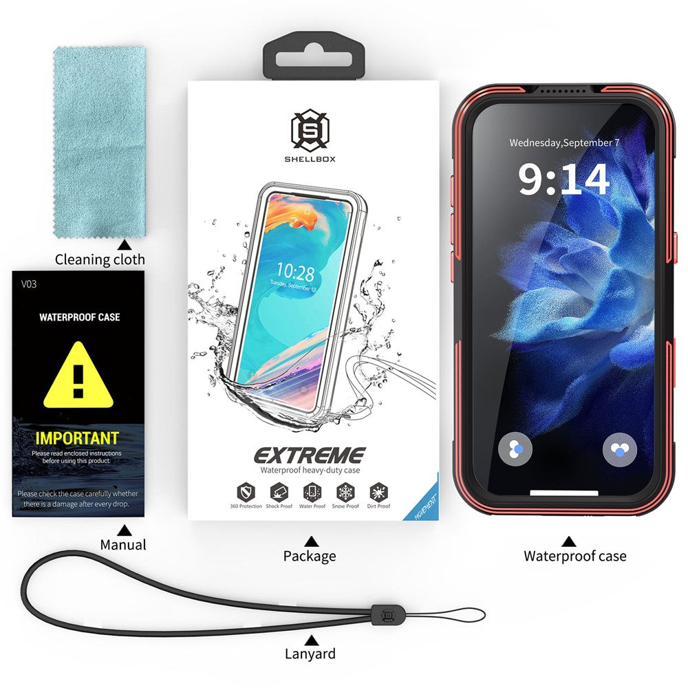 SHELLBOX GTM Series For iPhone 17 Pro Magnetic Case IP68 Waterproof TPU PC Metal Frame Diving Phone Cover