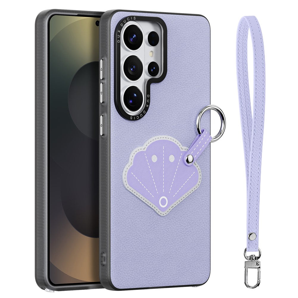 DUX DUCIS For Samsung Galaxy S26 Ultra Case Luvy Series PU Leather + TPU + PC Phone Back Cover with Finger Ring / Wrist Strap