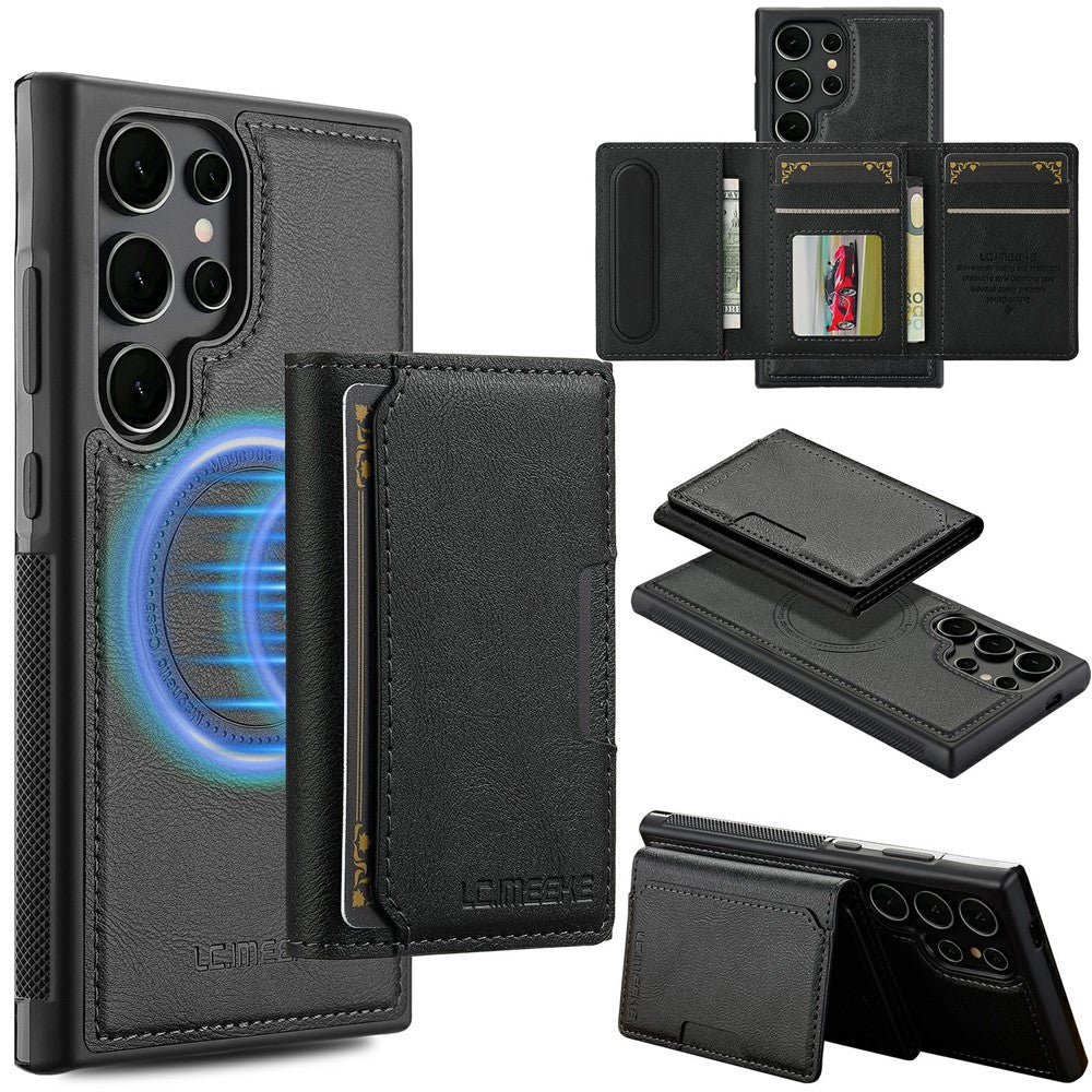 LC.IMEEKE L5 For Samsung Galaxy S26 Ultra Magnetic Phone Case Leather Back Cover with Detachable Card Holder