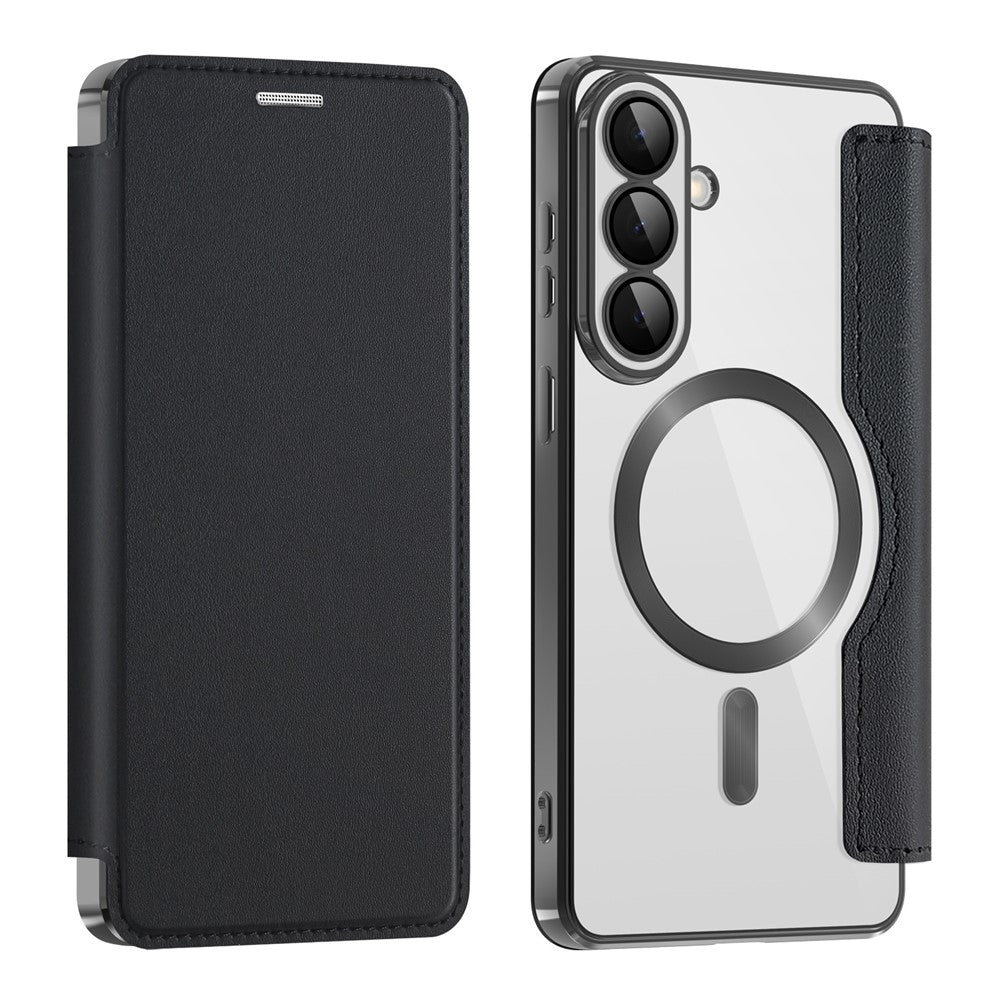 For Samsung Galaxy S26+ Magnetic Case RFID Blocking Card Holder Leather Phone Cover with Lens Film