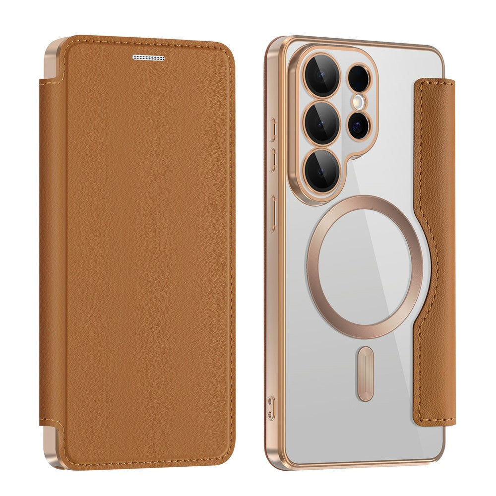 For Samsung Galaxy S26 Ultra Magnetic Case RFID Blocking Card Holder Leather Phone Cover with Lens Film