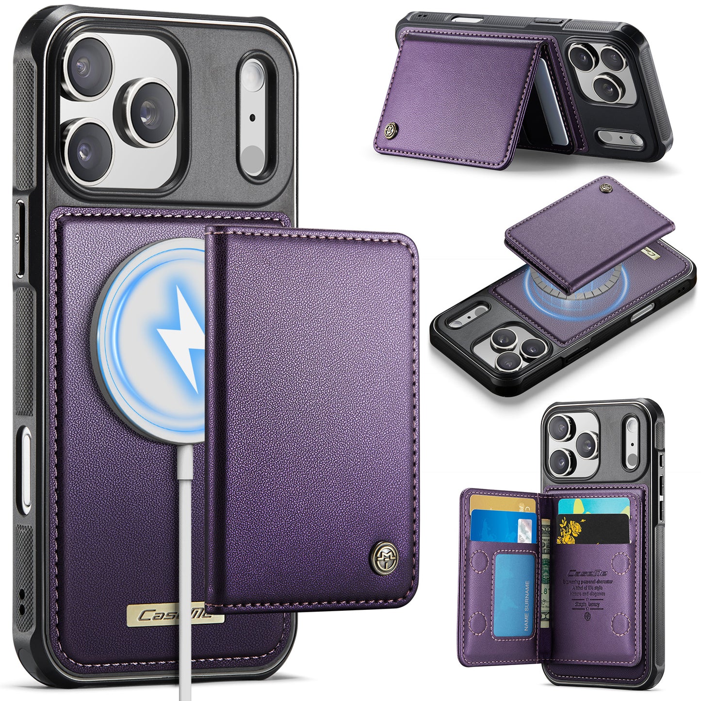 CASEME For iPhone 17 Pro Magnetic Case ME80 Series Leather PC TPU Phone Cover with Detachable Wallet