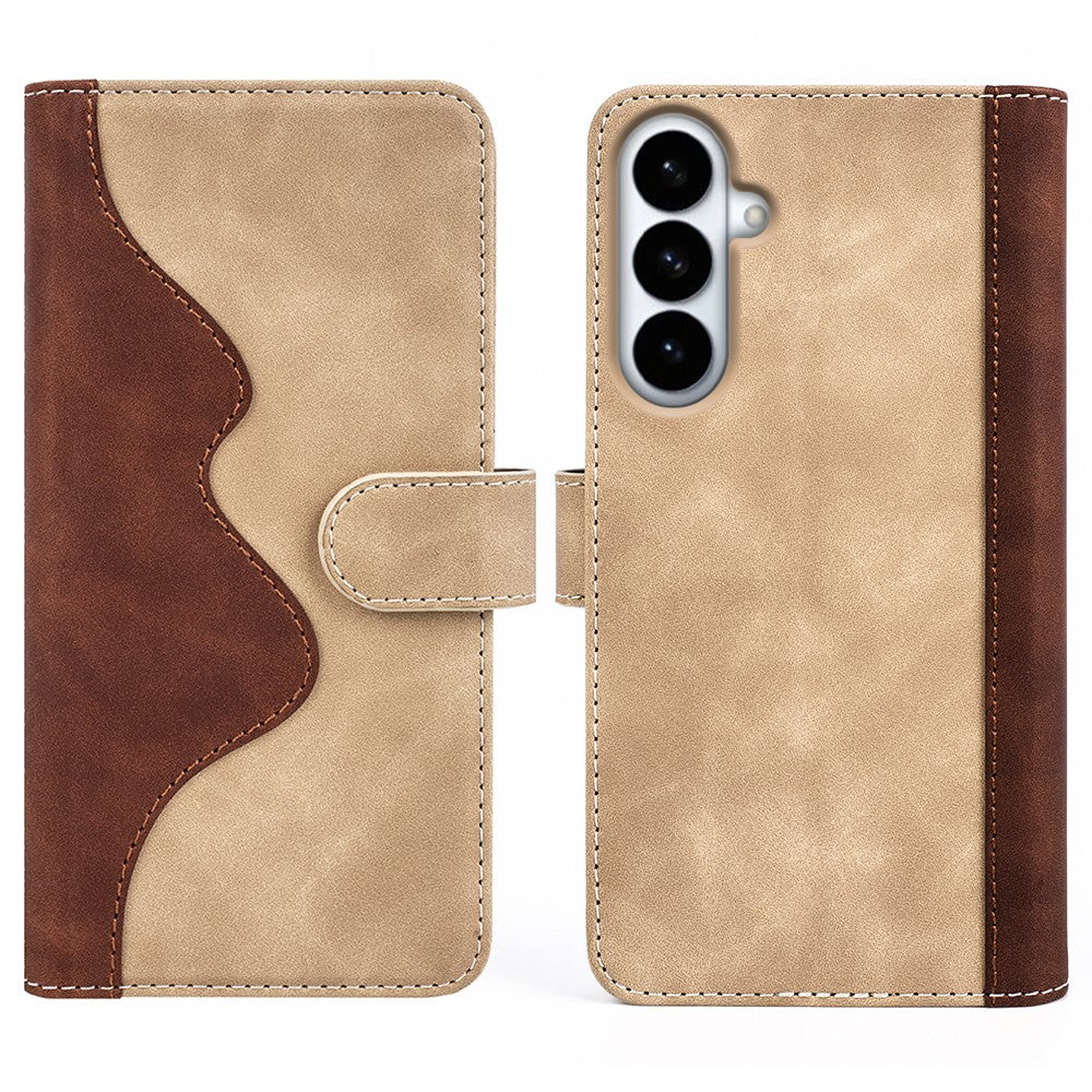 For Samsung Galaxy S26+ Wallet Case Leather Phone Cover Splicing Color