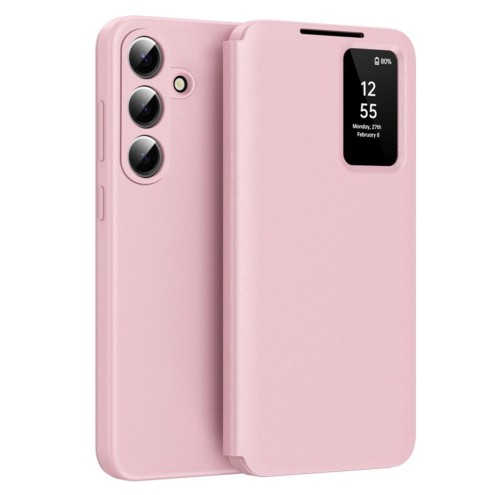 For Samsung Galaxy S26+ Case with Card Holder Smart View Window Leather Phone Cover