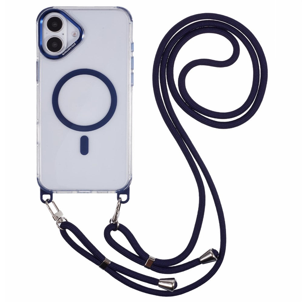 For iPhone 17 Clear Case Compatible with MagSafe Shockproof PC+TPU Phone Cover with 150cm Long Lanyard