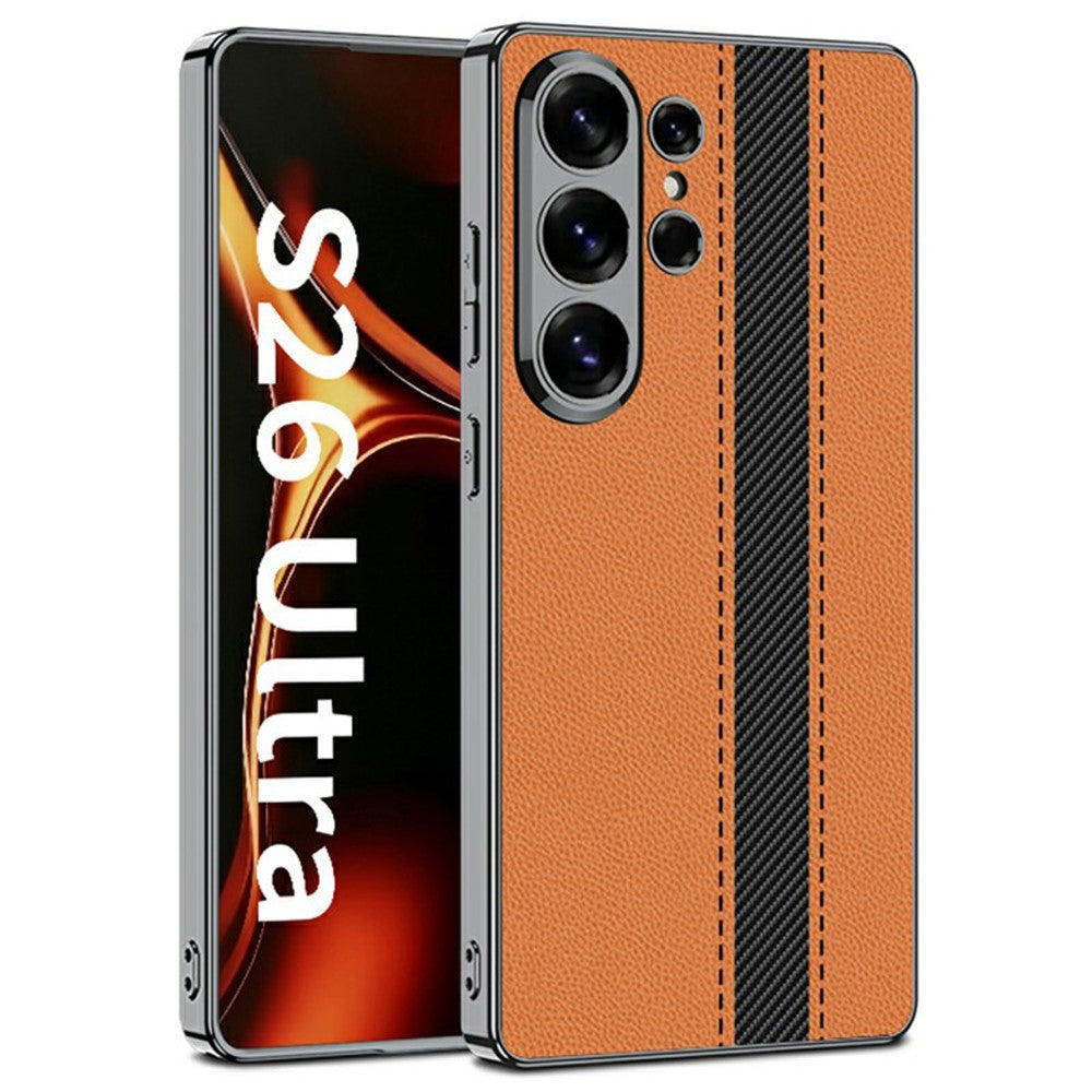 GKK For Samsung Galaxy S26 Ultra Case Electroplating Contrast Color Leather Back Phone Cover Support Wireless Charging
