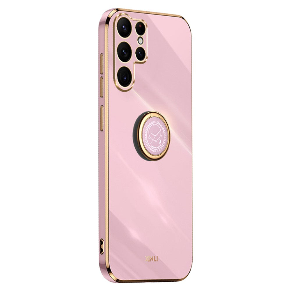 XINLI For Samsung Galaxy S26 Ultra Phone Case Ring Kickstand Electroplating TPU Sweatproof Protection Phone Cover