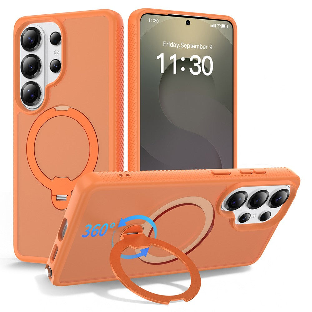 For Samsung Galaxy S26 Ultra Magnetic Case Rotary Kickstand PC + TPU Shockproof Phone Cover