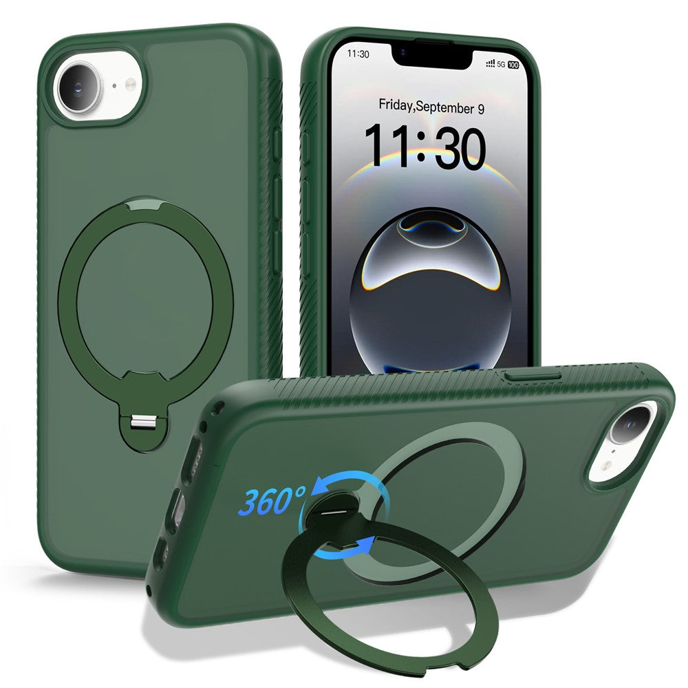 For iPhone 17e / 16e Magnetic Case Compatible with MagSafe Rotary Kickstand PC + TPU Shockproof Phone Cover