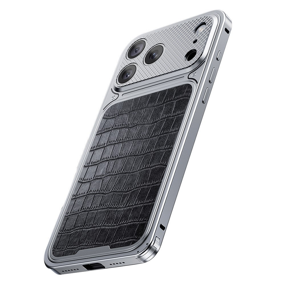 For iPhone 17 Pro Magnetic Case Metal Spring Buckle Leather Coated TPU Phone Cover