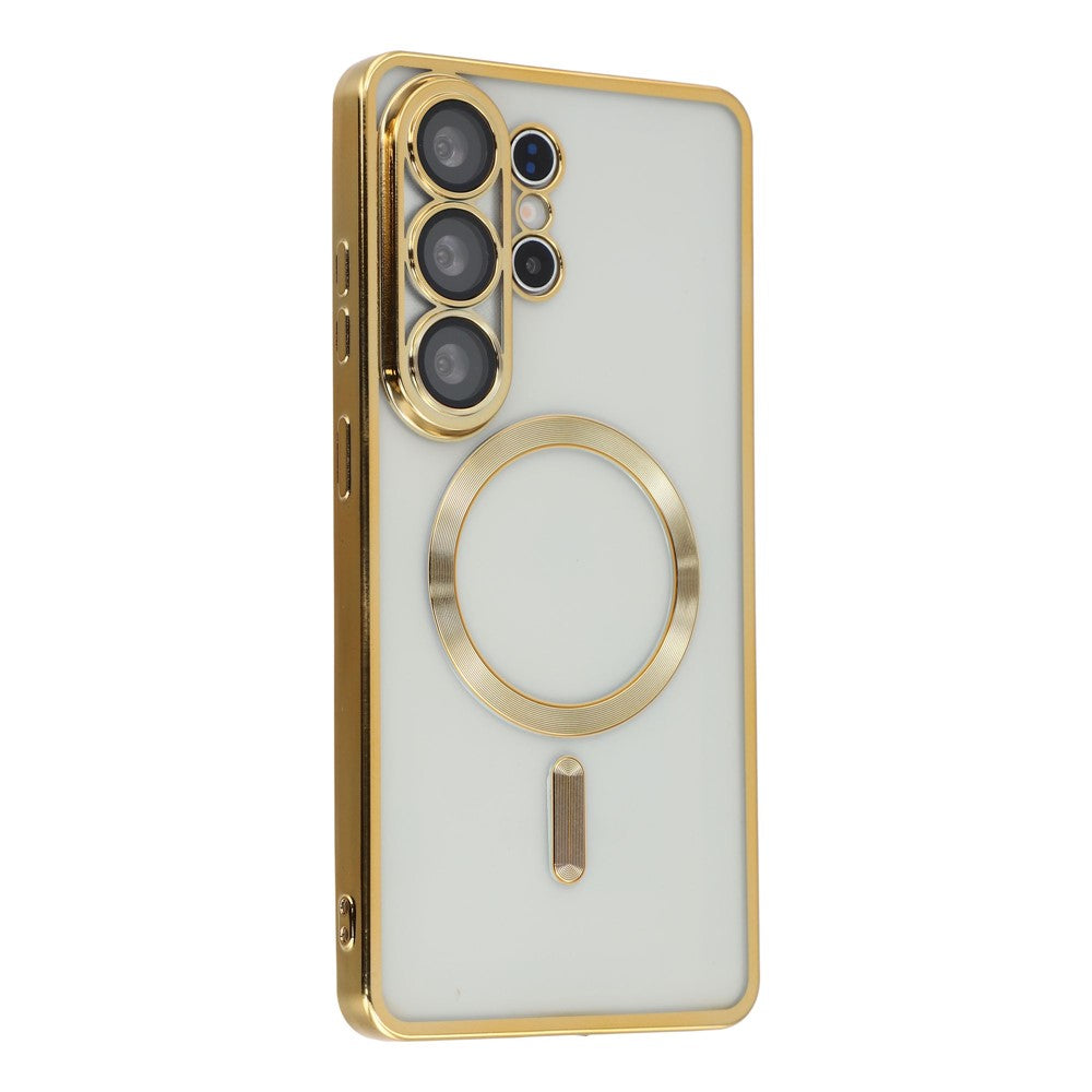 For Samsung Galaxy S25 Ultra Magnetic Case Electroplated TPU Phone Cover with Lens Film