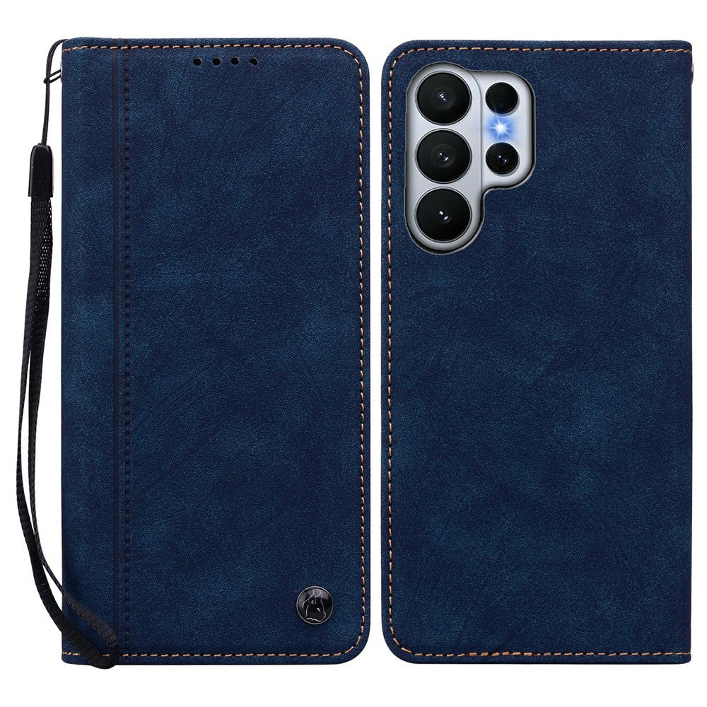 For Samsung Galaxy S26 Ultra Case Lines Pattern Wallet Leather Phone Cover with Strap