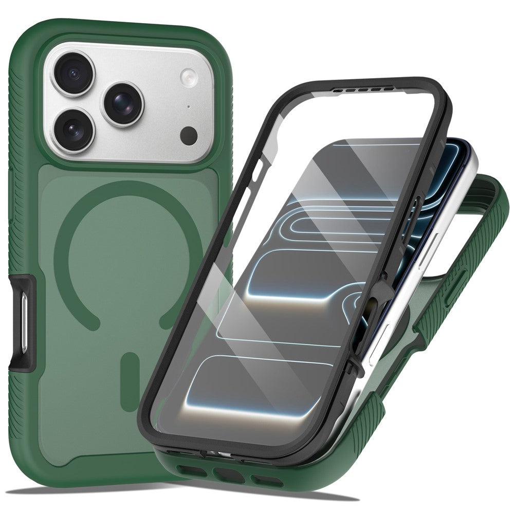 For iPhone 17 Pro Max Magnetic Phone Case 3 in 1 Translucent Skin Touch PC TPU Back Cover with PET Screen Film