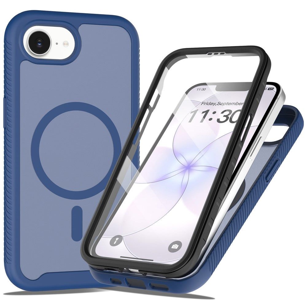 Magnetic Phone Case for iPhone 17e / 16e 3 in 1 Translucent Skin Touch PC TPU Back Cover with PET Screen Film