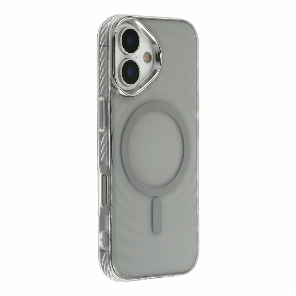 For iPhone 16 Magnetic Case Ripple Pattern Clear Acrylic PC Protective Cover Compatible with MagSafe