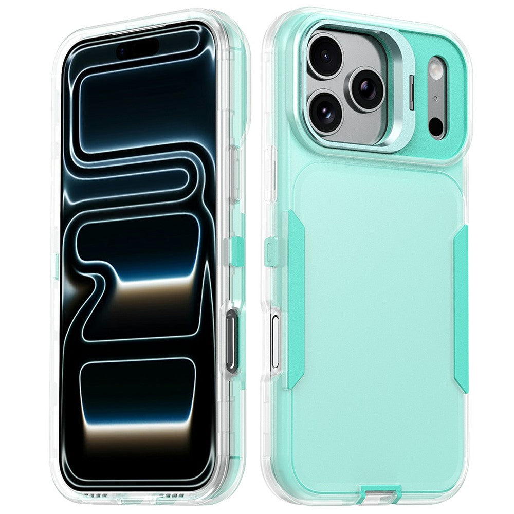For iPhone 17 Pro Max Case TPU + PC Hybrid Phone Cover with Alloy Lens Frame Kickstand