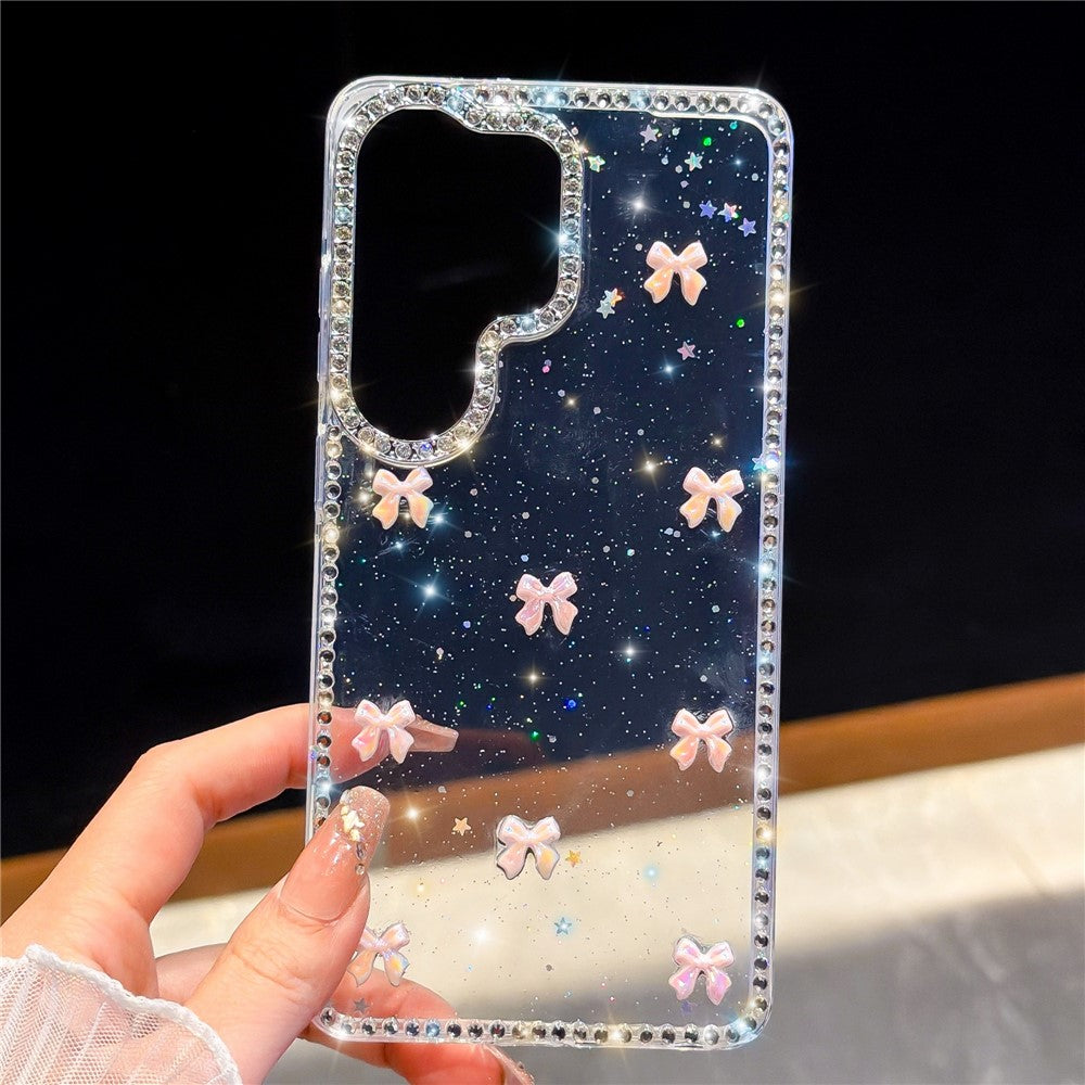 For Samsung Galaxy S26 Ultra Case Rhinestone Aurora Butterfly Bow Glitter TPU + PC IMD Phone Cover